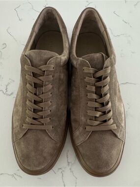 Vince Fulton Flint Suede Low Top Sneakers Men’s 11.5 Taupe Brown Lace Up Casual